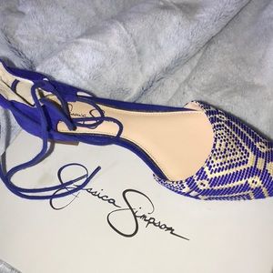 Jessica Simpson cobalt blue lace up flats